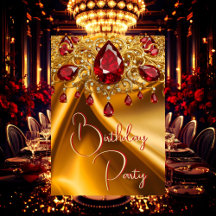 Verjaardagsfeest Gouden Zijde Ruby Rood juweel
