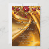 Verjaardagsfeest Gouden Zijde Ruby Rood juweel Kaart (Achterkant)