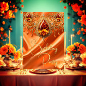 Verjaardagsfeest Gouden Zijde Sinaasappels juweel Kaart