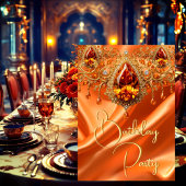 Verjaardagsfeest Gouden Zijde Sinaasappels juweel Kaart