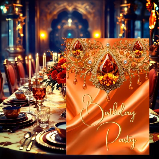 Verjaardagsfeest Gouden Zijde Sinaasappels juweel Kaart