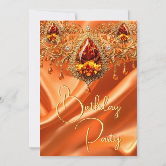 Verjaardagsfeest Gouden Zijde Sinaasappels juweel Kaart (Voorkant)