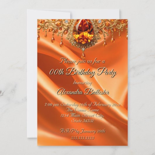 Verjaardagsfeest Gouden Zijde Sinaasappels juweel Kaart (Achterkant)