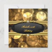Verjaardagsfeest Gouden Zwarte Diamant Kaart (Voorkant)