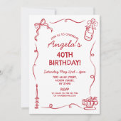 Verjaardagsfeest grillige hand getekend kaart (Voorkant)