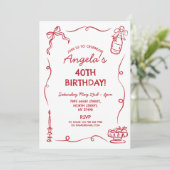 Verjaardagsfeest grillige hand getekend kaart (Staand voorkant)