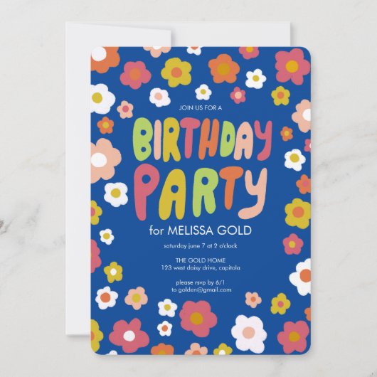 VERJAARDAGSFEEST Groovy Daisies Floral CUSTOM Kaart (Voorkant)