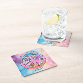 Verjaardagsfeest Groovy Hippie Paper Onderzetter (Insitu)