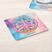 Verjaardagsfeest Groovy Hippie Paper Onderzetter (Schuin)