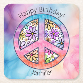 Verjaardagsfeest Groovy Hippie Paper Onderzetter