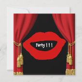 Verjaardagsfeest Grote Lippen Gordijnen Uitnodigin Kaart (Voorkant)