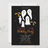 Verjaardagsfeest Halloween Ghosts & Candy Corn Kaart (Voorkant)