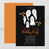 Verjaardagsfeest Halloween Ghosts & Candy Corn Kaart (Voorkant / Achterkant)