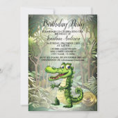 Verjaardagsfeest Happy Schattige Wild Crocodile Oe Kaart (Voorkant)