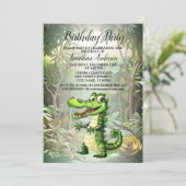 Verjaardagsfeest Happy Schattige Wild Crocodile Oe Kaart (Staand voorkant)