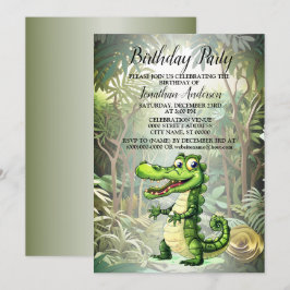 Verjaardagsfeest Happy Schattige Wild Crocodile Oe Kaart