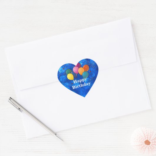 Verjaardagsfeest Hart Sticker (Envelop)