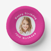 Verjaardagsfeest heet roze foto meisje papieren kommen (Voorkant)