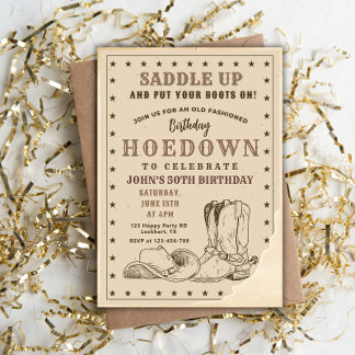Verjaardagsfeest Hoedown, Cowboy Verjaardag Kaart
