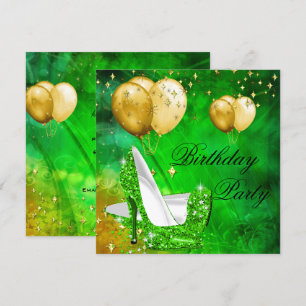 Verjaardagsfeest Hoge Hakken Lime Groen Goud Kaart