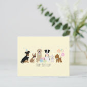 Verjaardagsfeest Honden Geel Briefkaart (Staand voorkant)