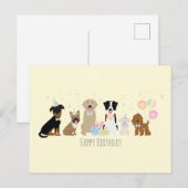 Verjaardagsfeest Honden Geel Briefkaart (Voorkant / Achterkant)