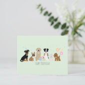 Verjaardagsfeest Honden Groen Briefkaart (Staand voorkant)