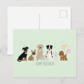 Verjaardagsfeest Honden Groen Briefkaart (Voorkant / Achterkant)
