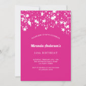 Verjaardagsfeest hot roze witte sterren meisje kaart (Voorkant)