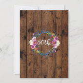 Verjaardagsfeest Hout Roze Bloemen Krans Uitnodige Kaart (Achterkant)