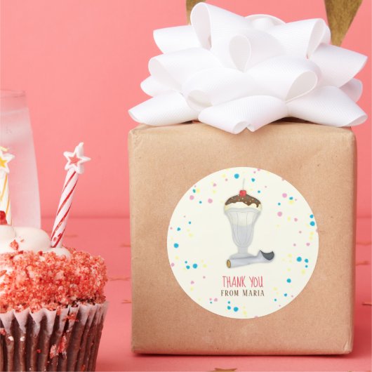 Verjaardagsfeest Ice Cream Sundae Dank u Ronde Sticker (Feest)