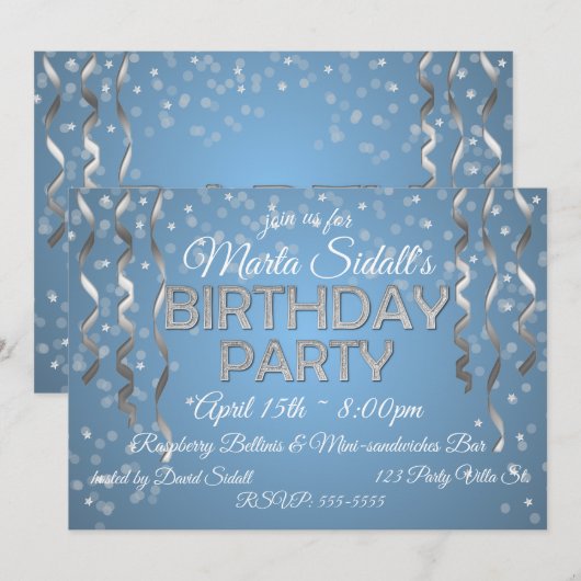 Verjaardagsfeest in diamanten kaart (Voorkant / Achterkant)