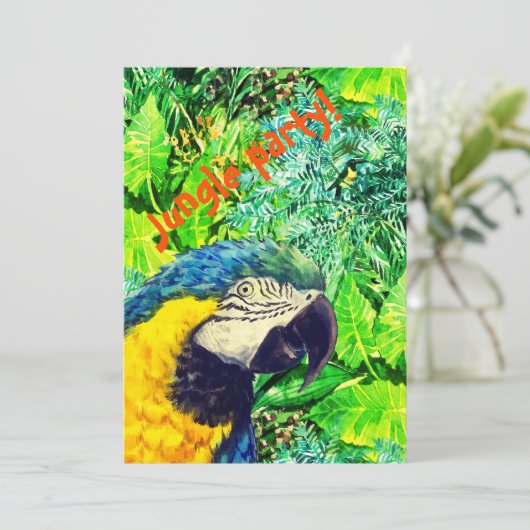 Verjaardagsfeest in het oerwoud kaart (Staand voorkant)