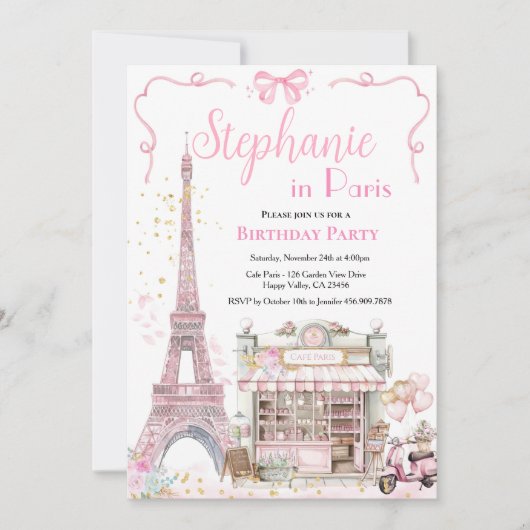 Verjaardagsfeest in Parijs Franse namiddag Tea Eif Kaart (Voorkant)