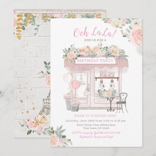 Verjaardagsfeest in Parijs Kaart (Voorkant / Achterkant)