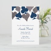 Verjaardagsfeest in Vegas Navy Blauwe Nep Glitters Kaart (Staand voorkant)