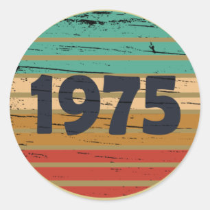 Verjaardagsfeest in vintage stijl 1975 ronde sticker