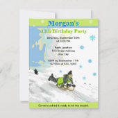 Verjaardagsfeest Invite voor Sleden in de Sneeuw Kaart (Voorkant)