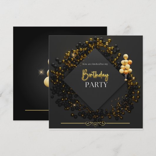 verjaardagsfeest kaart (Voorkant / Achterkant)