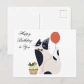 Verjaardagsfeest Kat met Cupcake Briefkaart (Voorkant / Achterkant)