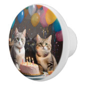 Verjaardagsfeest katten, keramische knop (Rechts)