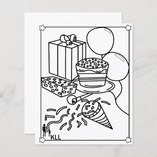 Verjaardagsfeest kleurplaten (Voorkant / Achterkant)