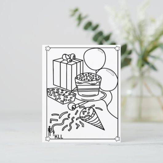 Verjaardagsfeest kleurplaten (Staand voorkant)