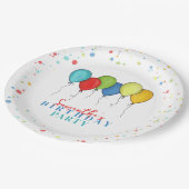Verjaardagsfeest kleurrijke ballonnen papieren bordje (Gekanteld)