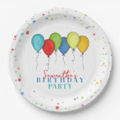 Verjaardagsfeest kleurrijke ballonnen papieren bordje (Voorkant)