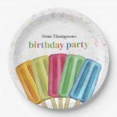 Verjaardagsfeest Kleurrijke Popsicles Papieren Bordje (Voorkant)