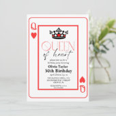 Verjaardagsfeest Koningin van het Hart Kaart (Staand voorkant)