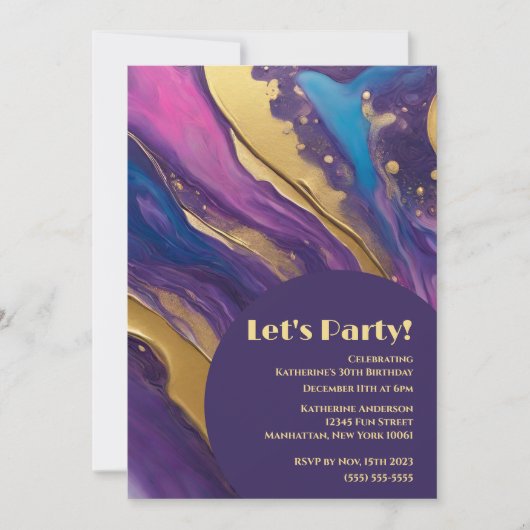 Verjaardagsfeest-Laten we Party-Abstract Flow Art- Kaart (Voorkant)