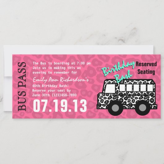 Verjaardagsfeest Leopard Spots Bus Pass Kaart (Voorkant)