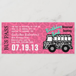 Verjaardagsfeest Leopard Spots Bus Pass Kaart